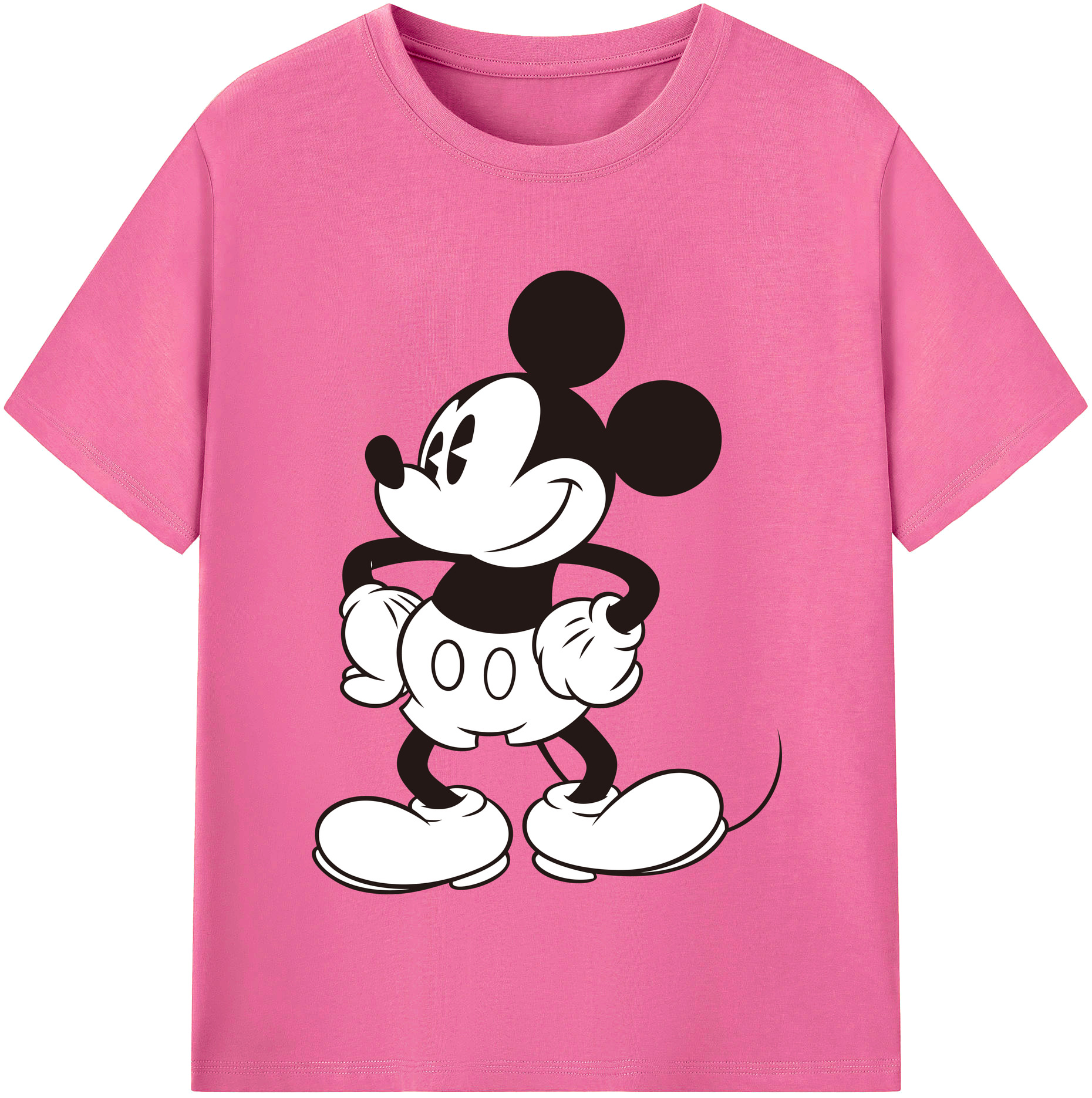 （画像用） ミッキーマウス Mickey Mouse レディースカジュアルプリントTシャツ（綿100％）